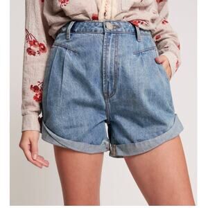 One Teaspoon Streetwalkers High Waist 80s Fit Denim Jean Shorts Venice Blue 25